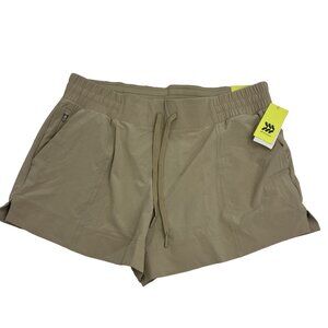 All In Motion Womens XL Tan Mid Rise Woven Shorts Casual Athletic Active New